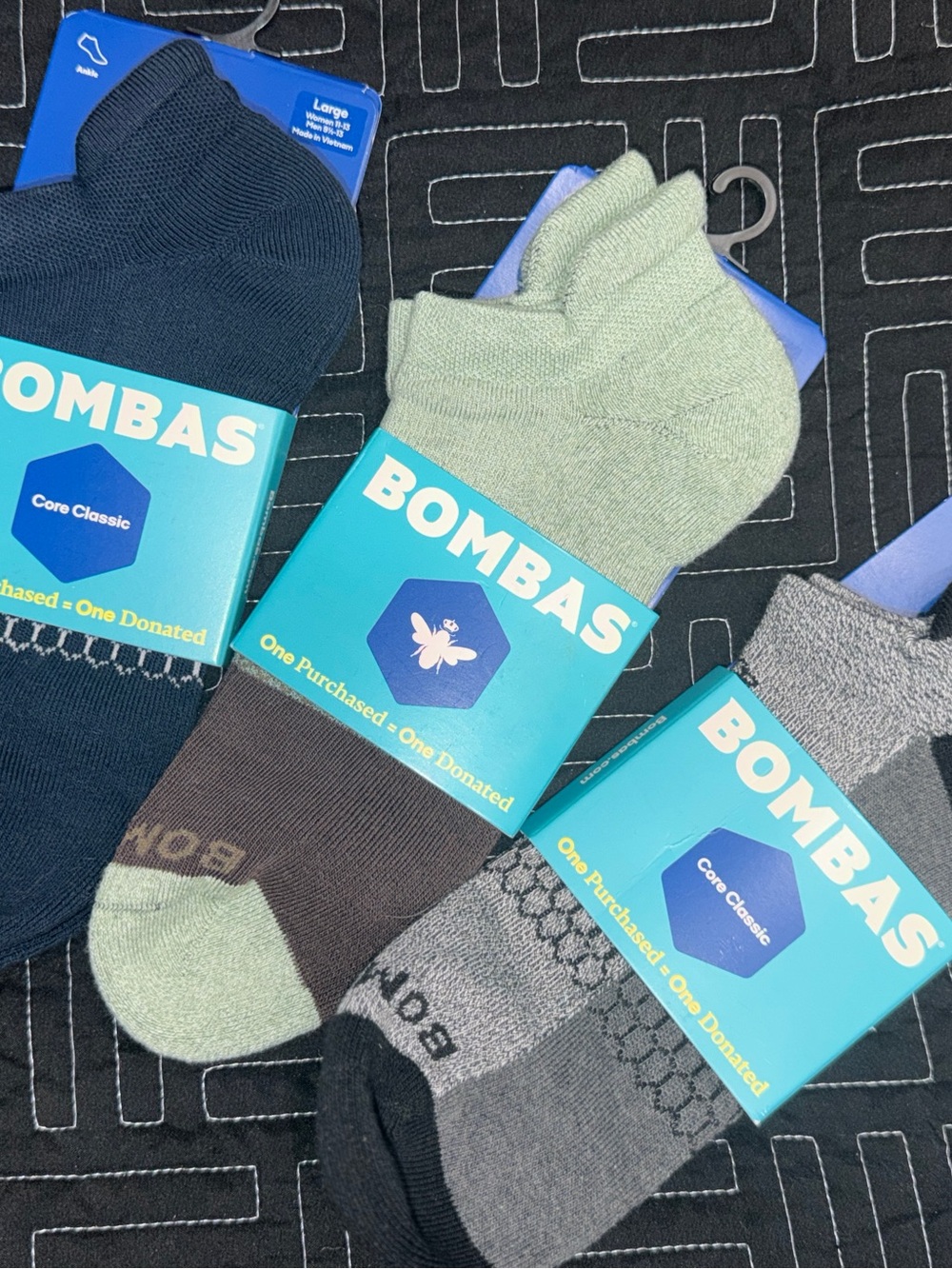 Bombas Men's Low-Cut Athletic Socks - Navy, Mint Green, Gray Pack